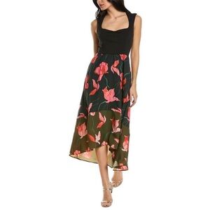 Anthropologie Hutch Dixon Floral Black Red Black Midi Maxi Dress XS
